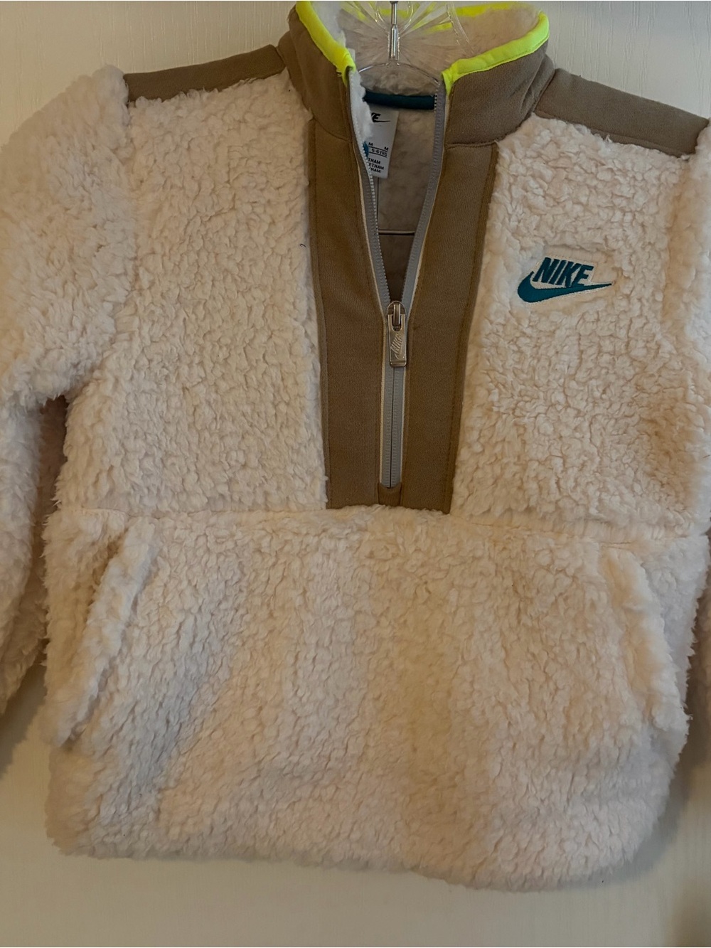Nike Cream Sherpa Half-Zip‎ with Teal Trim